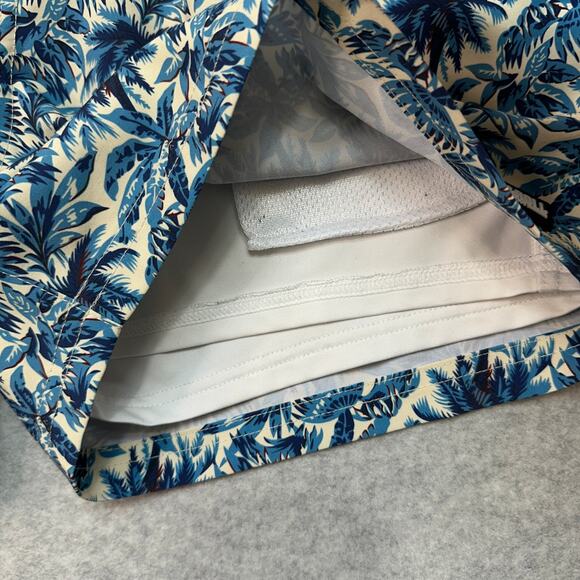 Rock & Roll Denim Swim Short Mens S Tropical Volley Blue Cream Stretch Pull On - Picture 5 of 13